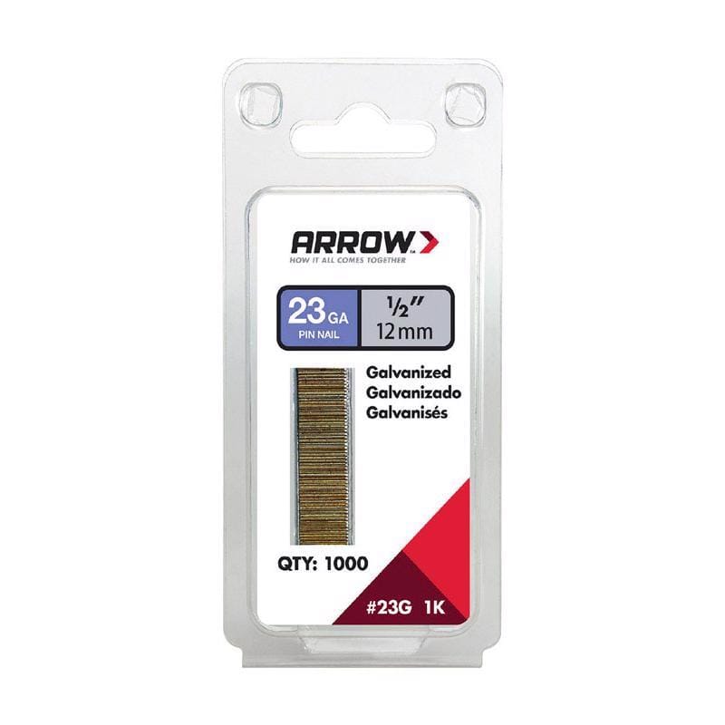 Arrow 23G12-1K 1/2 in. L X 23 Ga. Straight Strip Galvanized Pin Nails 1,000 pk