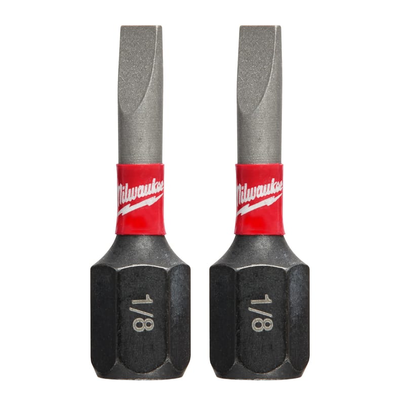 Milwaukee 48-32-4416 Shockwave Slotted 1/8 in. X 1 in. L Insert Bit Steel 2 pc
