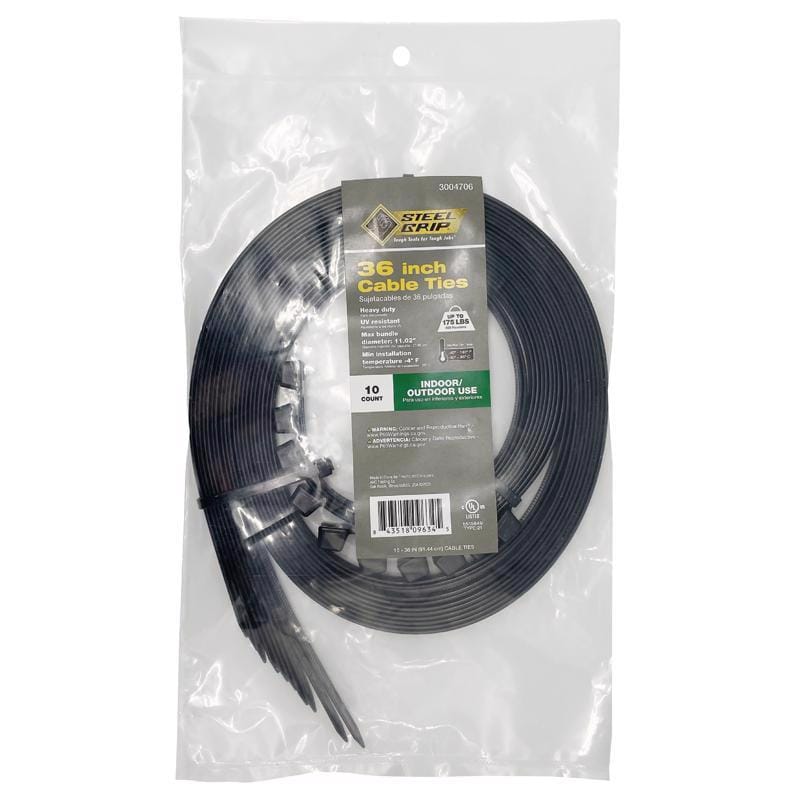 Steel Grip EHD-920-36-UV10 36 in. L Black Cable Tie 10 pk