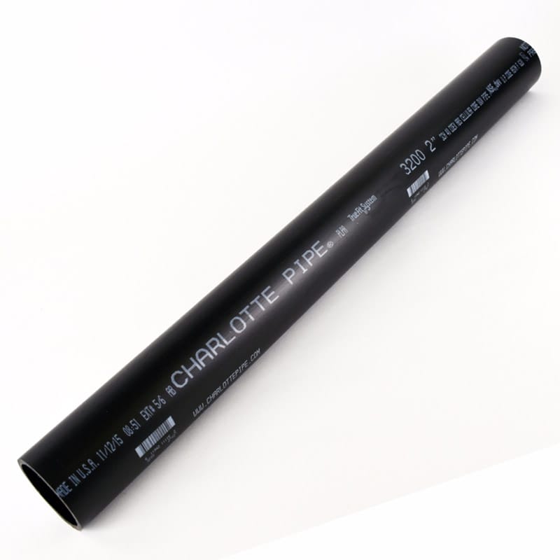 Charlotte Pipe ABS 03200 0200 2 in. D X 2 ft. L ABS DWV Pipe