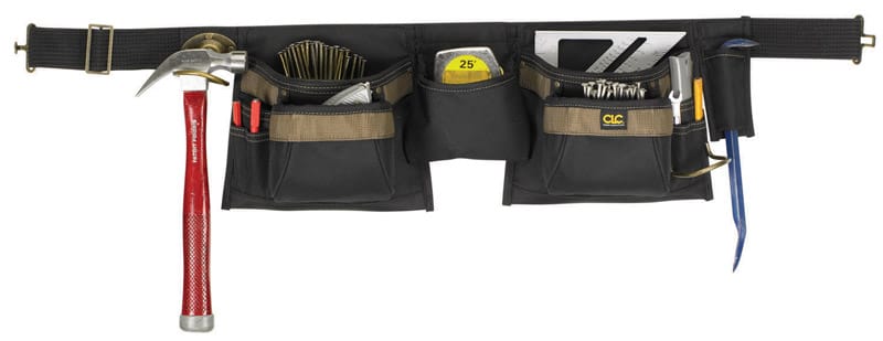 CLC 1429 Heavy Duty 12 pocket Nylon Apron Black/Brown 1 pk