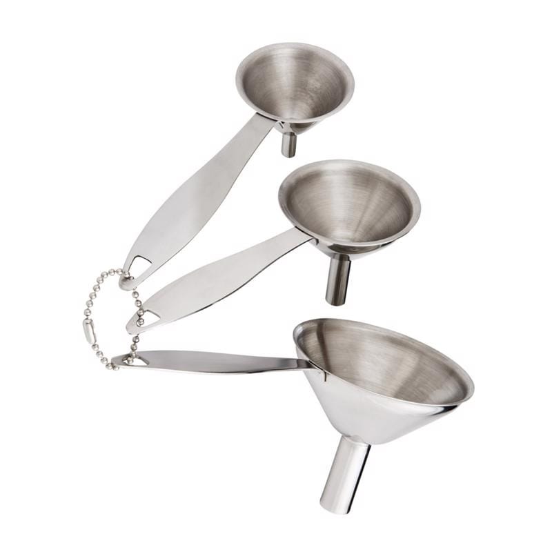 Hic Kitchen 43813 Silver Stainless Steel Funnels with Handle