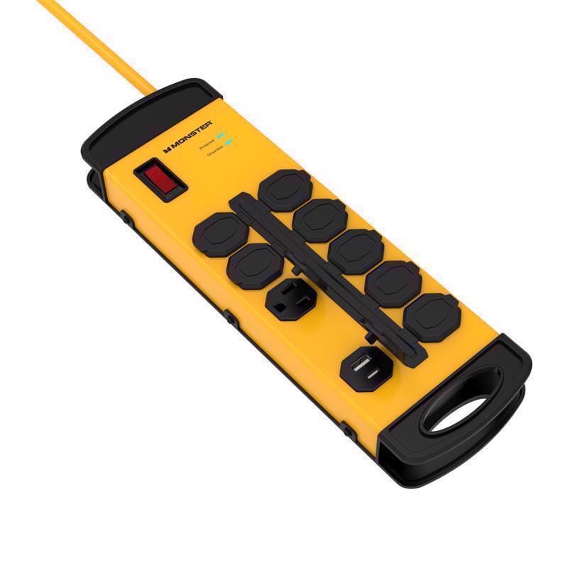 Monster Just Power It Up 1816 15 ft. L 8 outlets Surge Protector w/USB Yellow 1080 J