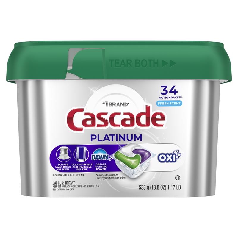 Cascade 80797192 Platinum Fresh Scent Pods Dishwasher Detergent 18.8 oz 34 pk