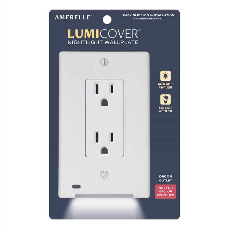 Lumicover LCF-DDO-W White 1 gang Plastic Decorator Nightlight Wall Plate 1 pk