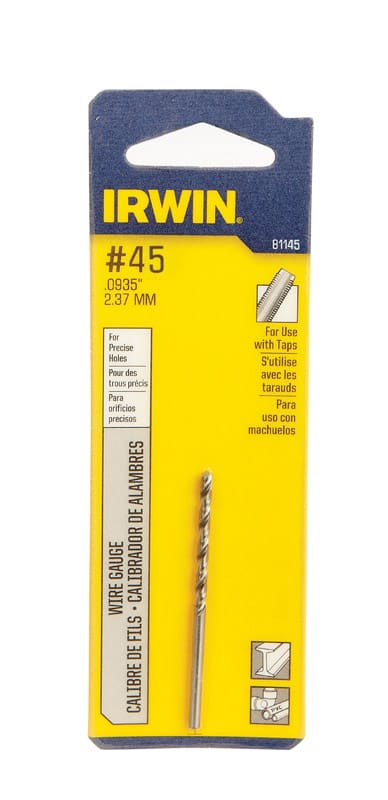 Irwin 81145 #45 X 2-1/8 in. L High Speed Steel Jobber Length Wire Gauge Bit Straight Shank 1 pk