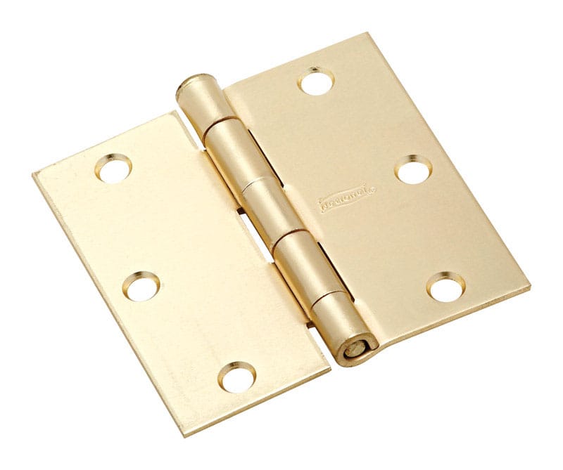 National Hardware N830-332 3-1/2 in. L Satin Brass Door Hinge 3 pk