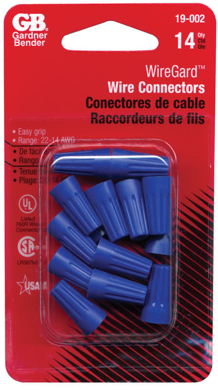 Wiregard 19-002 Gardner Bender WingGard 22-16 Ga. Copper Wire Wire Connector Blue 14 pk