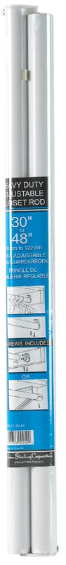 John Sterling RP0021-30/48 Heavy Duty 48 in. L X 1-1/4 in. D Adjustable Powder Coated Steel Closet Rod