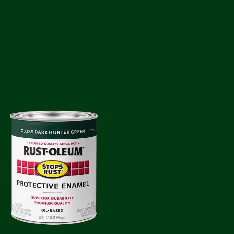 Rust-Oleum 7733502 Stops Rust Indoor and Outdoor Gloss Dark Hunter Green Oil-Based Protective Paint 1 qt