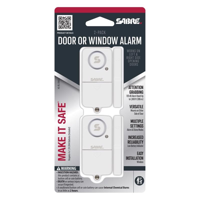 Sabre HS-RL-DWA2 Battery Powered Indoor White Door Alarm
