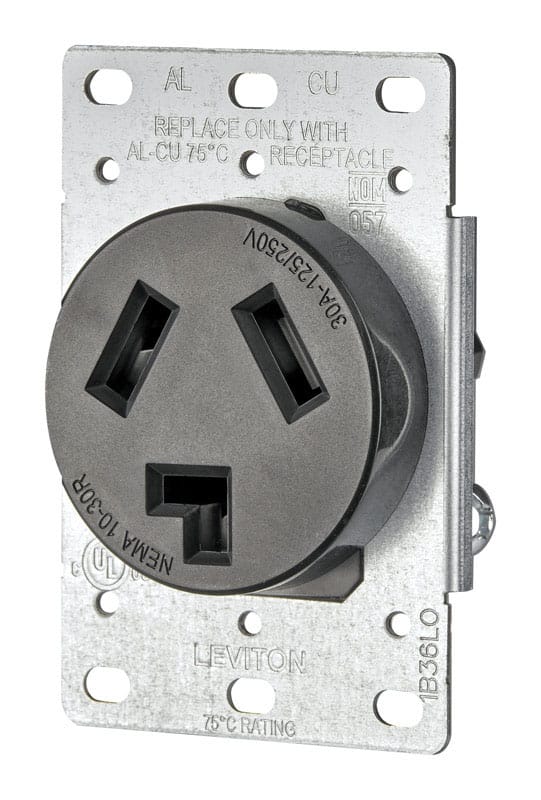 Leviton 5207-S00 30 amps 125/250 V Duplex Black Outlet 10-30R 1 pk