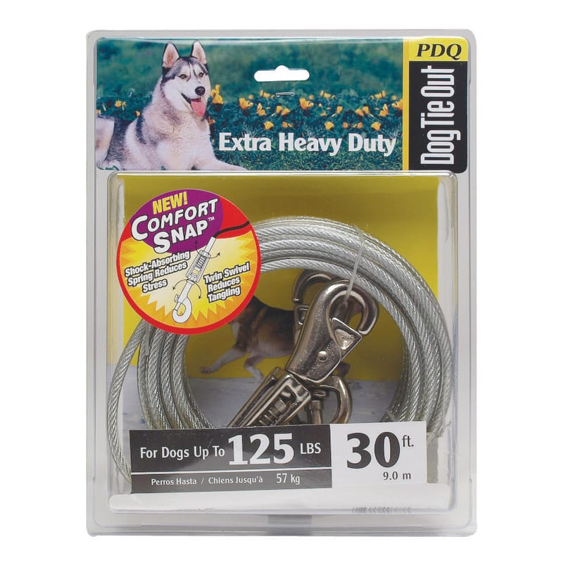 PDQ Q5730SPG99 Silver Tie-Out Vinyl Coated Cable Dog Tie Out X-Large