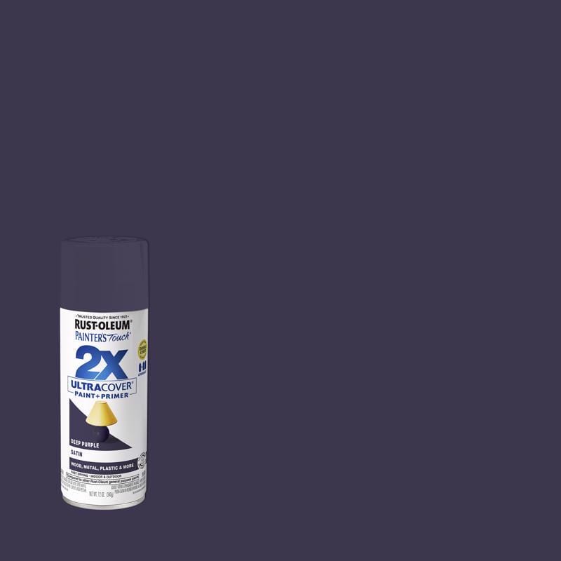 Rust-Oleum 393569 Painter's Touch Satin Deep Purple Paint+Primer Spray Paint 12 oz
