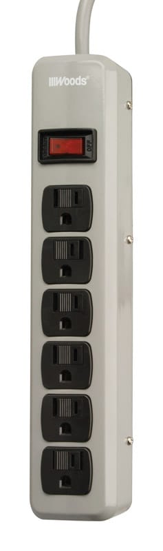Southwire 41386 Woods 5 ft. L 6 outlets Power Strip Gray