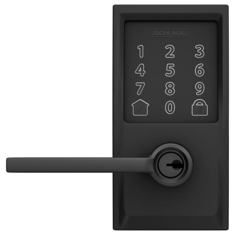 Schlage FE789WBVCEN622L Encode Matte Black Metal Wi-Fi Deadbolt with Latitude Lever