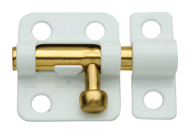 National Hardware N248-492 Brass-Plated White Steel Window Bolt 2 in. L X .75 in. H 1 pk