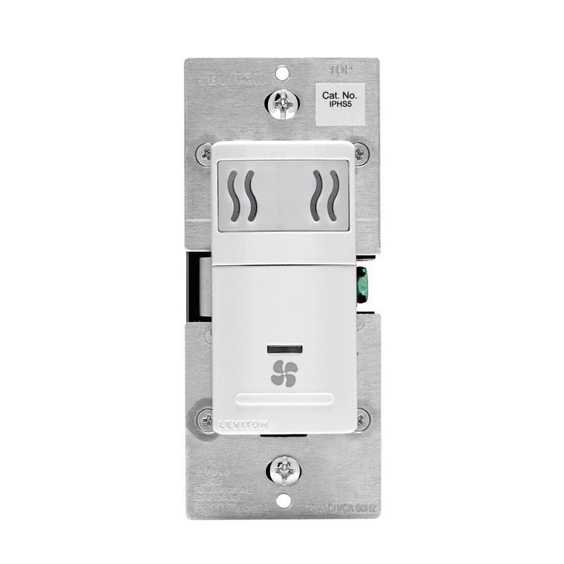 Leviton R02-DHS05-1LM Decora 5 amps Single Pole Single Pole Humidity Sensor/Fan Control White 1 pk