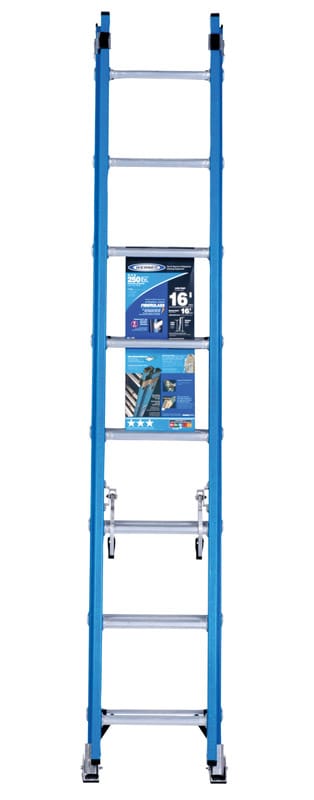 Werner D6016-2 16 ft. H Fiberglass Extension Ladder Type I 250 lb. cap.