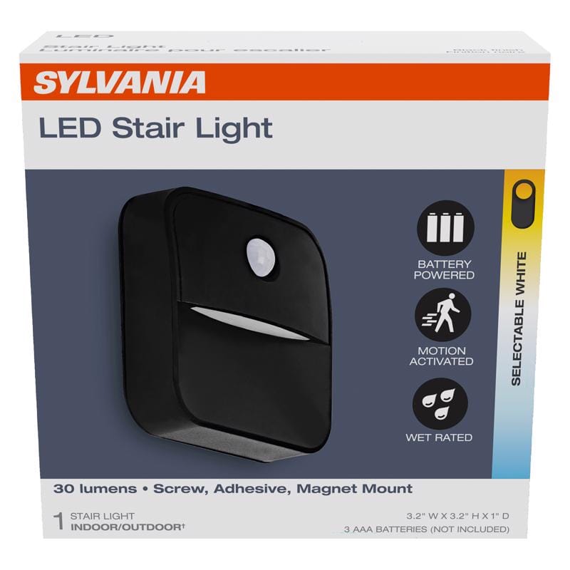 Sylvania 66942 Motion-Sensing Battery Powered LED Black Stair Light