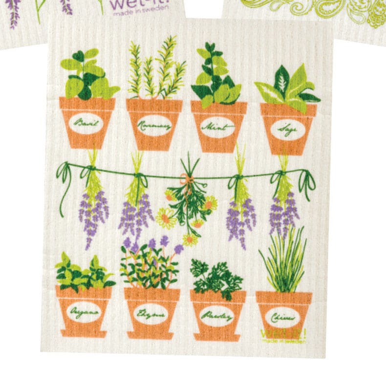 Wet-It! W2-13 Multicolored Cotton Fresh Herbs Dish Cloth 1 pk