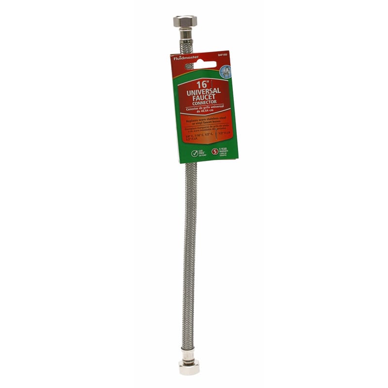 Fluidmaster B4F16U Universal 1/2 in. FIP Compression 16 in. Braided Stainless Steel Supply Line