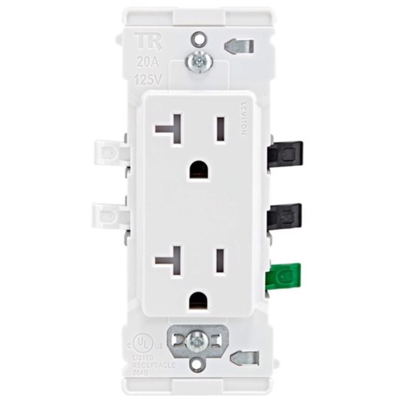 Leviton E5825-0MW Lever Edge 20 amps 125 V White Outlet 5-20R 10 pk