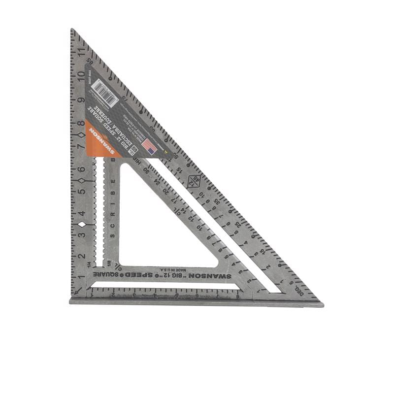 Swanson S0107-BULK 12 in. L X 1 in. H Aluminum Speed Square