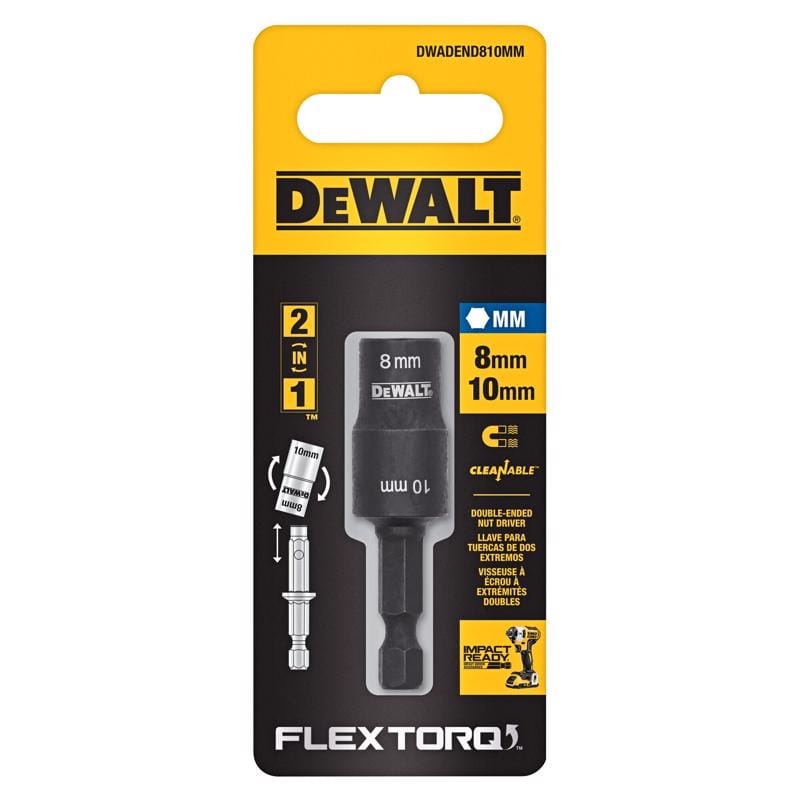 Dewalt DWADEND810MM Flextorq 8,10 mm X 2 in. L Black Oxide Double-Ended Nut Driver 2 pc