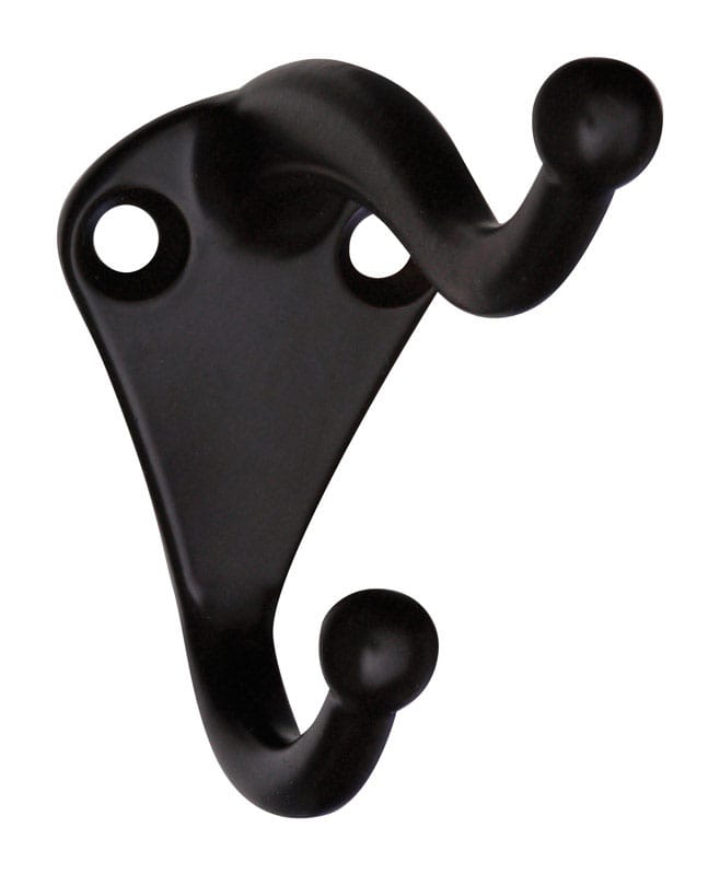 National Hardware N330-761 2.75 in. L Oil Rubbed Bronze Brown Zinc Coat/Hat Hook 35 lb. cap. 2 pk