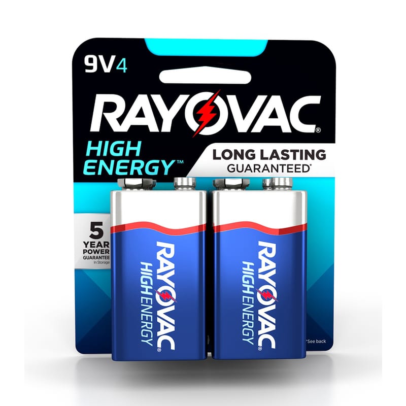 Rayovac A1604-4TGENK.01 High Energy 9-Volt Alkaline Batteries 4 pk Carded