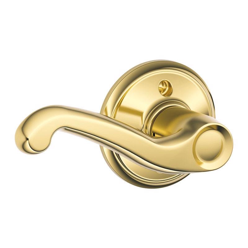 Schlage F170VFLA605LH Flair Bright Brass Dummy Lever