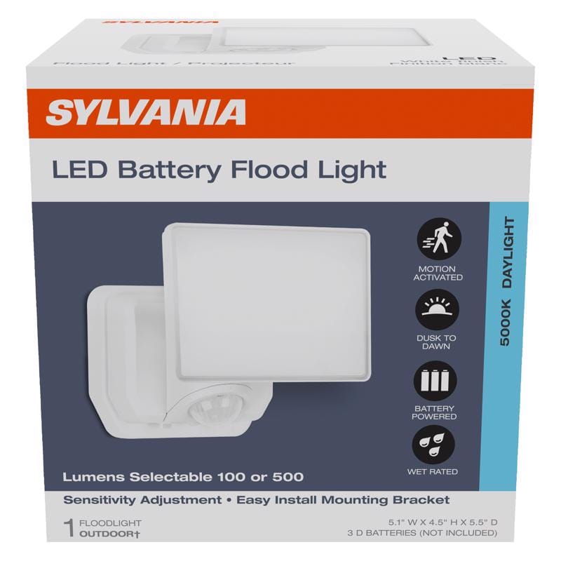 Sylvania 66947 Motion-Sensing Battery Powered LED White Security Floodlight