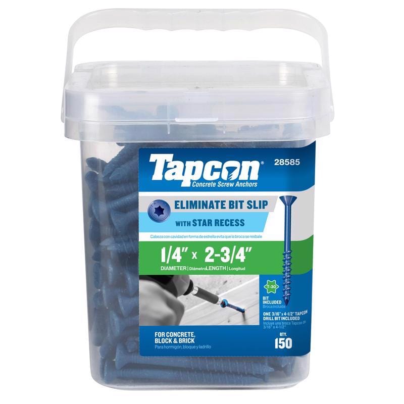 Tapcon 28585 1/4 in. in. X 2-3/4 in. L Star Flat Head High/Low Concrete Screws