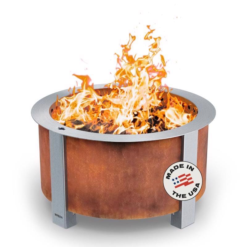 Breeo WH-X24P X Series 24 Corten Smokeless Fire Pit 24 in. W Corten Steel Outdoor Round Wood Fire Pit