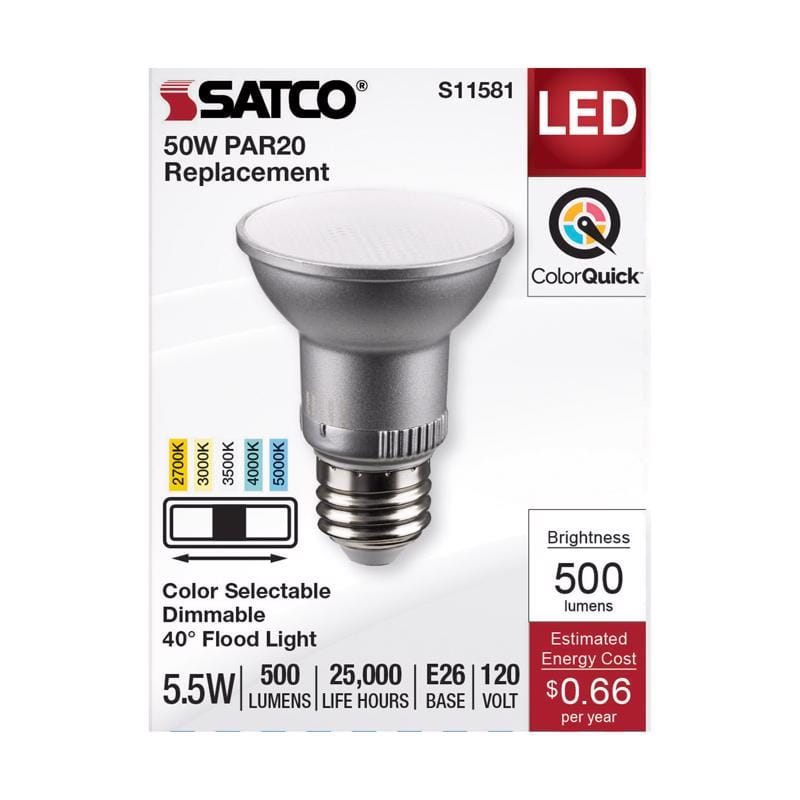 Satco Products, Inc. S11581 Satco PAR20 E26 (Medium) LED Bulb Tunable White/Color Changing 50 Watt Equivalence 1 pk