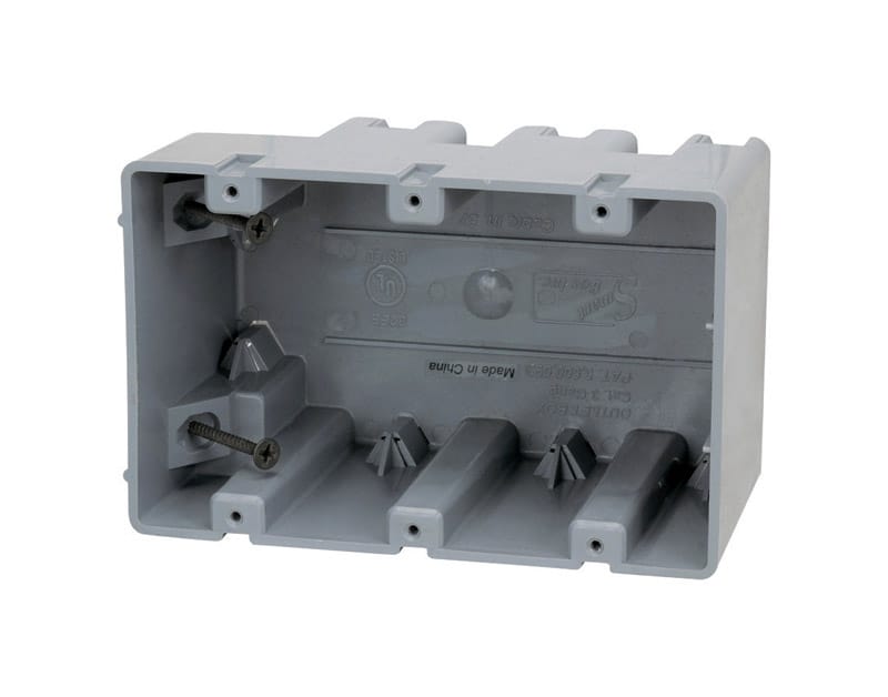 Madison Electric MSB3G Smart Box Rectangle PVC 3 gang Electrical Box Gray
