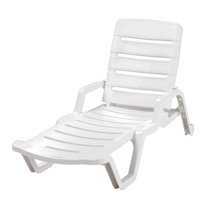 Adams 258356 White Polypropylene Frame Chaise Lounge