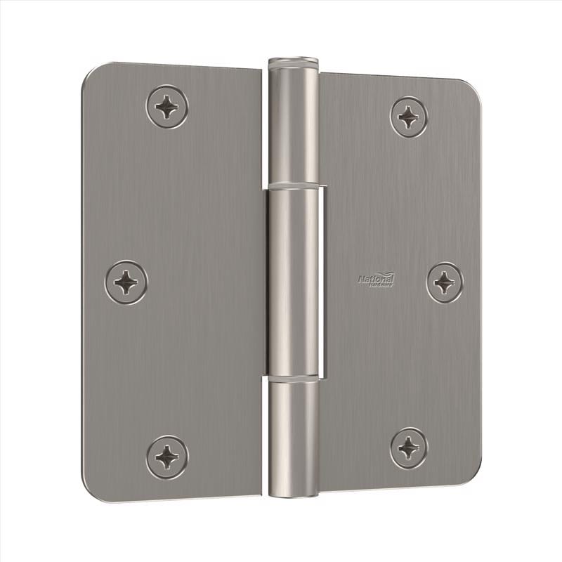 National Hardware N830-450 Squeak Guard 3.5 in. L Satin Nickel Door Hinge 3 pk