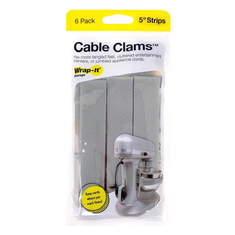 Wrap-It 406-CC-5LX-GR Cable Clams 5 in. L Gray Nylon Cord Organizer Strip