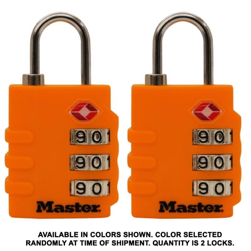 Master Lock 4684T 1-9/16 in. H X 5/8 in. W X 1-3/8 in. L Vinyl/Steel 3-Dial Combination Luggage Lock