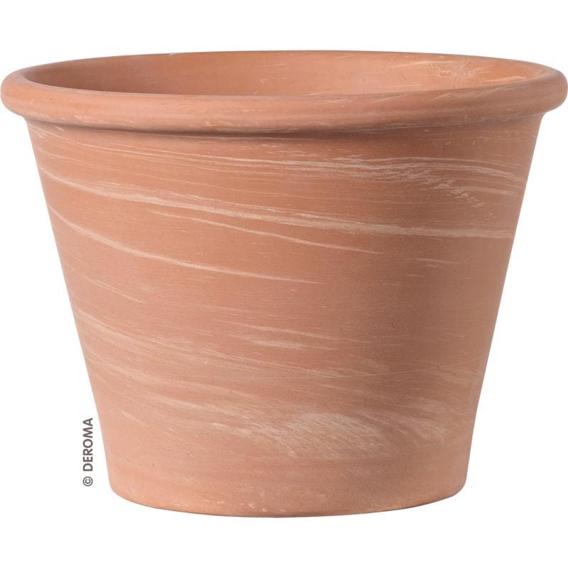 Deroma 5017WP98Z Vasum Duo 4.96 in. H X 6.7 in. D Clay White Striped Planter Brown
