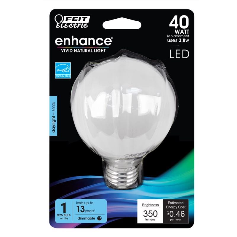 Feit G2540W950CAFLRP G25 E26 (Medium) Filament LED Bulb Daylight 40 Watt Equivalence 1 pk