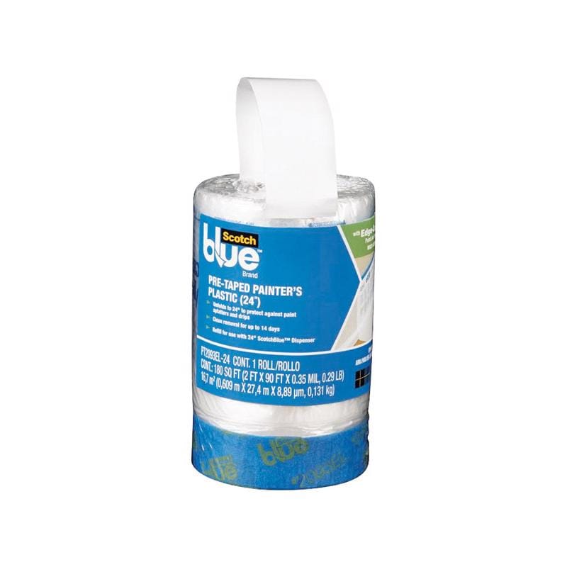 Scotchblue PT2093EL-24 30 ft. W X 24 in. L X 0.35 mil Pre-Taped Painter's Plastic 1 pk