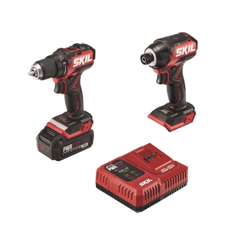 Skil CB8437B-10 20V PWR Core 20 Compact Cordless Brushless 2 Tool Compact Drill and Impact Driver Kit