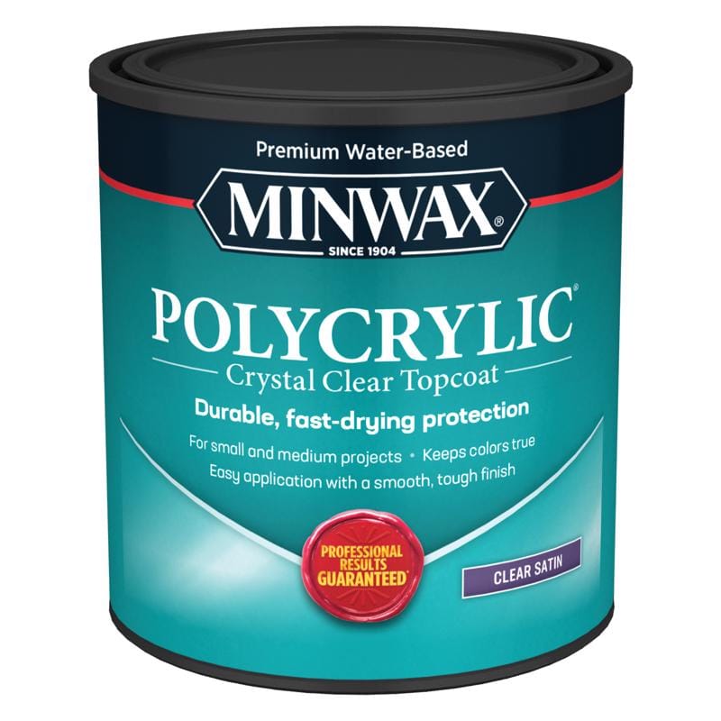 Minwax 63333444 Polycrylic Satin Crystal Clear Water-Based Polyurethane 1 qt