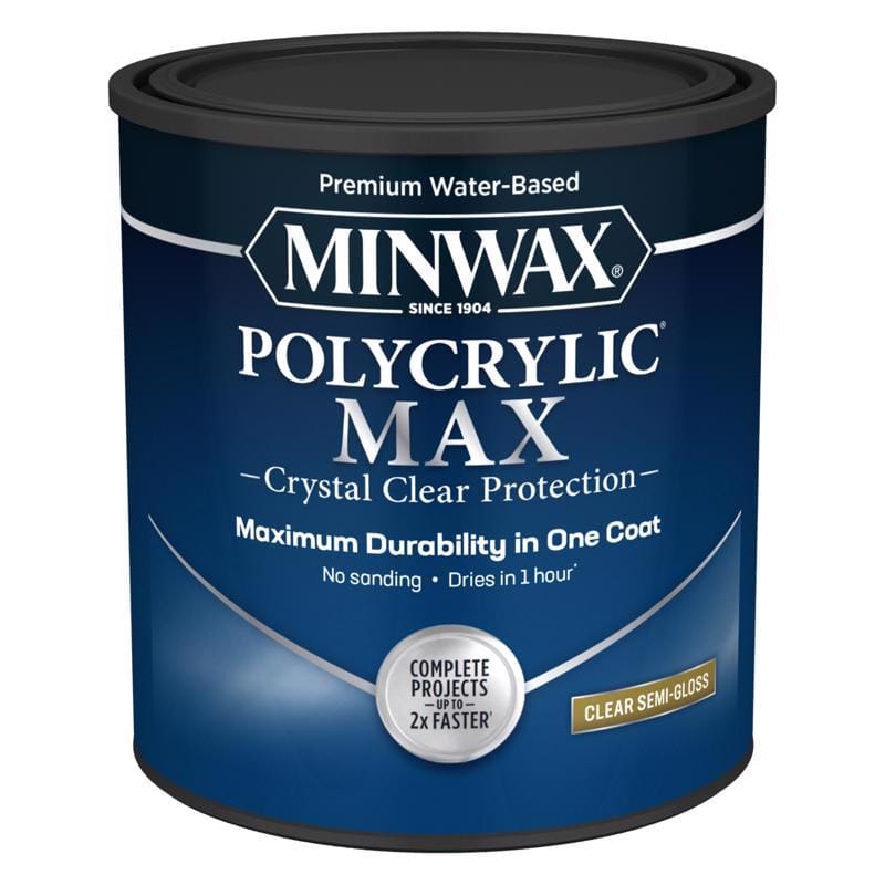 Minwax 622225555 Polycrylic Max Semi-Gloss Clear Water-Based Polycrylic 1 qt