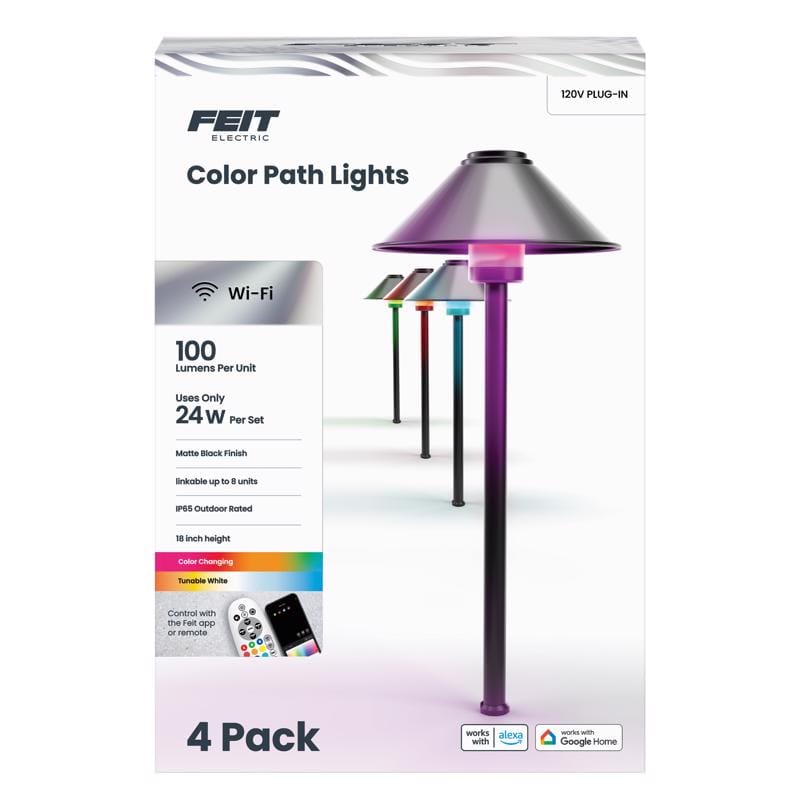 Feit Electric PATH/RGBW/AG/4 Feit Plug In/Remote 6 W LED Smart-Enabled Pathway Light 4 pk