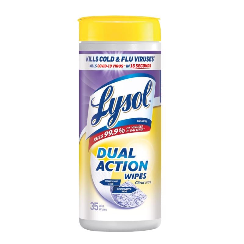 Lysol 1920081143 Dual Action Citrus Scent Antibacterial Disinfectant 35 ct 1 pk