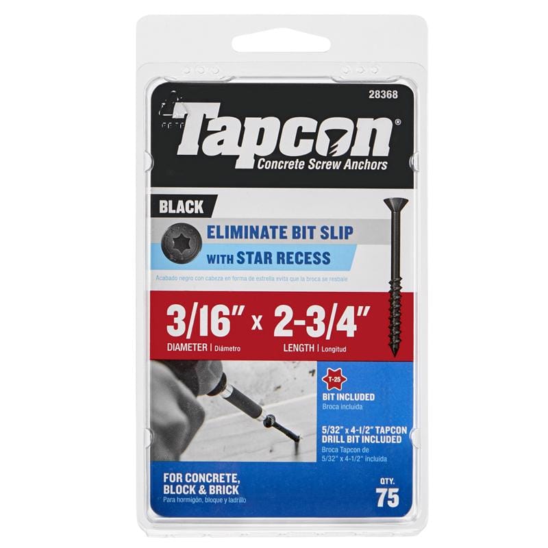 Tapcon 28368 3/16 in. X 2-3/4 in. L Star Star Head High/Low Concrete Screws